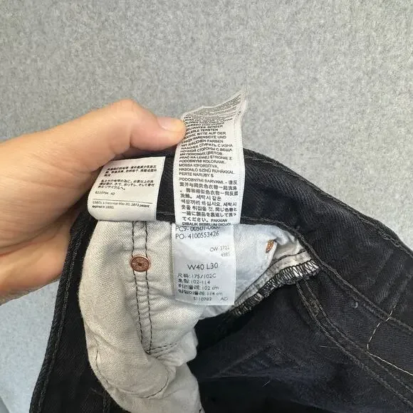 Levi's 501 Jeans Mens Size 40 x 30 Black Denim Button Fly Straight Leg 5-Pockets